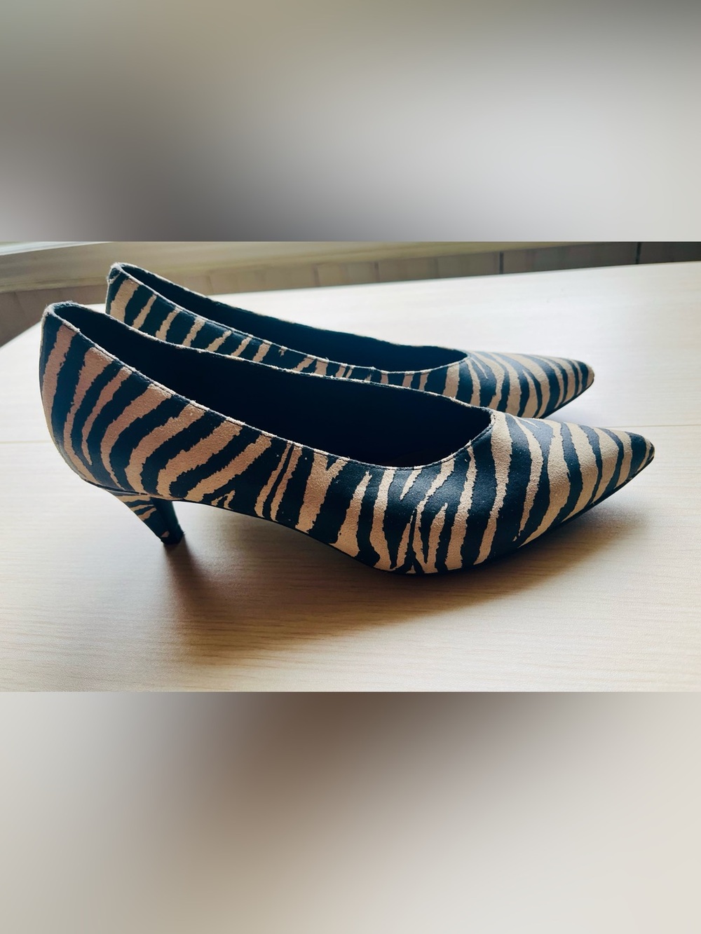 & Other Stories Zebra-Print Kitten Heels — Black and Tan- 9